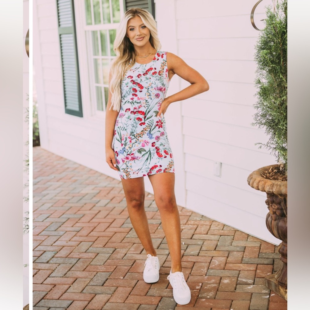 Olivaceous Floral Sleeveless Dress